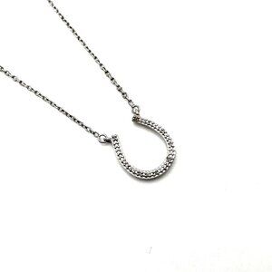 Diamond Lucky Horseshoe Pendant 925 Sterling Silver Oval Link Necklace 18"L